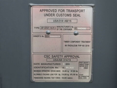 CSC-Sicherheitsplakette und Zollplakette auf Seecontainer – BOBE Vermietung